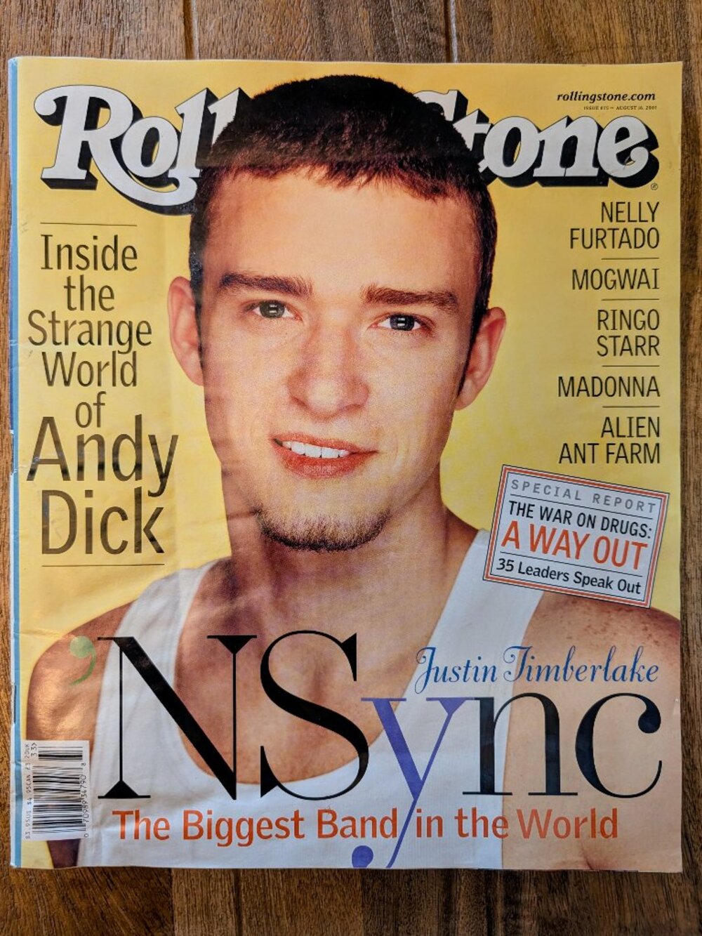 Vintage Rolling Stone #875 (August 2001) | Justin Timberlake *NSYNC Cover | Peak